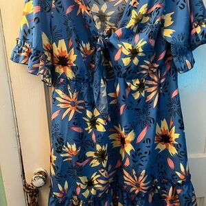 SHEIN Curve Blue Floral Dress